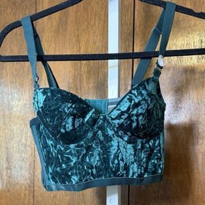 NEW Secret Possessions Green Velvet Corset Basque Bustier Top Size 34A